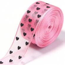 10 Yards/Cuộn ruy băng lưới tulle polyester 2.5cm in hình trái tim, vân lưới chiffon, phụ kiện tóc quần áo DIY, vật liệu đóng gói hộp quà bó hoa, ruy băng trang trí tiệc sinh nhật Giáng sinh đám cưới Năm mới - dây đai - Xem 11