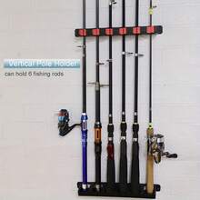 Easy Install Black Fishing Rod Wall Mount Rack, High Density Foam Handle Storage Box, Durable & Sturdy, Holds Up To 6 Fishing Rods, Suitable For Outdoor, Home, Garage, Multi-Slot Design, Convenient Storage, Space Saving, Fits Various Fishing Rods - Multicolor - View 8