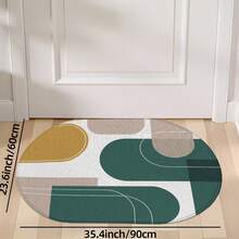 1pc Oval Flannel Door Mat, Soft Comfortable Absorbent Non-Slip Machine Washable With Anti-Slip Backing, Suitable For Entrance, Living Room, Patio, Bedroom, Kitchen, Laundry Room, Bathroom, Multi-Functional Home Floor Mat, Entryway Rug, Kitchen Bathroom Carpet, Holiday Decoration - Multicolor - View 11