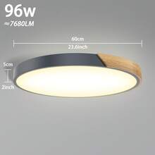 LED-Deckenleuchte aus Holz, runde, moderne, flache Holzlampe für Wohnzimmer, Schlafzimmer, Badezimmer, Küche, Flur, Kinderzimmer, Büro, 6000 K – 6500 K (Weiß/Grau, 96 W, dimmbar) - Dimmbar - Übersicht 2