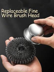 1/2pcs Stainless Steel Pot Brush With Handle, Heavy Duty Dish Scrubbing Steel Wire Brush, Suitable For Pots, Pans, Grills, Sinks - 2pcs - View 6