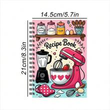 1Pc, Cute Cartoon Kitchen Theme, Spiral Recipe Book, Recipe Book With Pink Mixer And Blender Illustration, 21Cm X 14.5Cm, A5 Format, Cooking Notes Organizer, 30 Sheets (60 Pages) Perfect Gift For Home Bakers - Rectangle - View 9