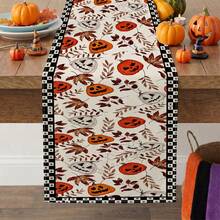 1pc Halloween Pumpkin Ghost Spider Plaid Print Table Runner, Suitable For Holiday, Party, Birthday, Dinner, Restaurant Table Decoration, Autumn/Winter Halloween Home Decor - Multicolor - View 9