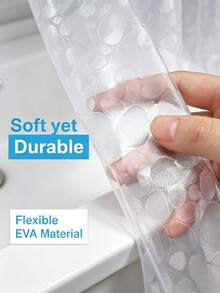 1pc 180*180cm 3D Pebble Texture EVA Shower Curtain, Transparent Waterproof Mold-Resistant Bathroom Curtain With Rust-Proof Metal Grommets And Hooks, Hotel Home Bathroom Partition Decor, Suitable For Daily Shower And Bathroom Renovation - Clear - View 8