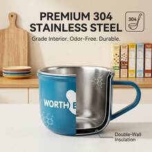 304 Stainless Steel Coffee Mugs, Double Wall Cup, Unbreakable Travel Mug, Flat Bottom Tea Cup With Handle, Heat Insulation Water Cup, Mini Portable Drinkware For Student School Office - Multicolor - View 9