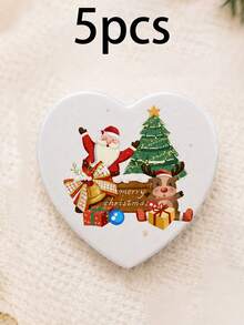 Custom Festive Christmas Heart Pin Badge, Personalized Photo Button Brooch, Customized Photo Pin Badge. - Style a - View 8