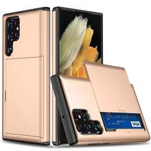 防震 2 合 1 PC 卡槽手機殼，相容 Apple 18 Pro Max 18 Pro 17 Pro Max 17 Pro 17e 16E 15 14 13 12 11 7 8 XR X/XS XS Max，相容 Galaxy S26 Ultra S25 Ultra A37 A57 A56 A55 A17 S25 FE S26 FE A14 A15 A16 A26 A36 A35 A25，亦相容 P30 P30 Pro，2 合 1 防震手機保護殼，附卡槽錢包設計 - 金色 - 查看 10