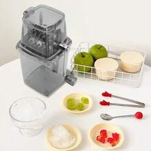 Manual Ice Crusher, Portable Hand-Crank Ice Shaver Machine For Home Kitchen To Make Drinks - Grey - View 8