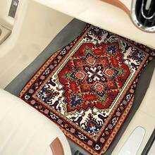 4pcs Car Floor Mats Set: Red Bohemian Exquisite Pattern, Crystal Velvet, Polyester Fiber, Universal Fit For Front And Rear Seats, Suitable For Various Car Models - Multicolor - View 9