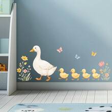 1pc Cute Duck Mother And Child Wall Sticker, Children's Bedroom Wall Decor Sticker, Kindergarten Warm Decoration Wall Decal - Multicolor - View 3