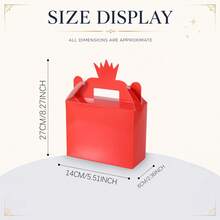 4/8/10/16/24pcs Red Paper Gift Boxes, Solid Color Rectangular Candy Boxes With Crown Handle, Candy Cookie Snack Packaging Boxes, Suitable For Birthday Party Favors, Wedding Celebrations, Gift Wrapping And Party Supplies - Red - View 2