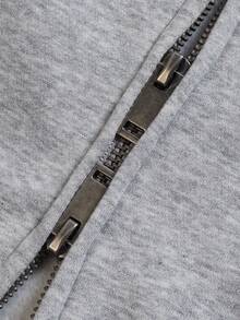 Men's Heather Grey Plaid Lined Zip Up Hoodie Sweatpants Set, Loose Casual Two Pieces Tracksuit Outfit - Grey - View 4