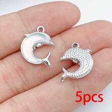 5/20pcs Silvery Ocean Charms Rhinestone Shell Starfish Mermaid Tail Dolphin Jellyfish Pendant For DIY Bracelet Necklace Jewelry Making Findings - Multicolor - View 20
