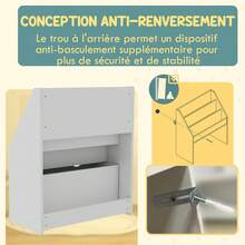Estante infantil multifuncional com 3 prateleiras e uma gaveta, 62,5 cm (comprimento) x 30 cm (largura) x 70 cm (altura), verde - A - Ver 7
