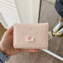 貓爪印花女款錢包卡夾 清新風格三折卡通可愛學生零錢包 - 彩色 - 查看 4