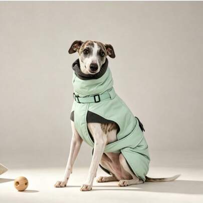 1pc Constant Temperature Warm Fleece Lined Pet Coat, Adjustable Chest, High Collar, Suitable For Small Dogs