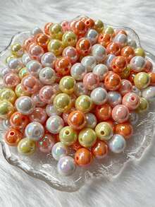 10mm 4‑Color Mixed Pack Aurora AB Iridescent Round Acrylic Loose Beads, Large Hole Spacer Beads For DIY Bracelet Keychain Phone Charm Jewelry Making Supplies - Multicolor - View 5