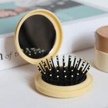 3pcs Foldable Travel Combs With Pocket Mirror, Multi-Color Round Design, Unisex, Portable Ball-Shaped Massage Brush Head, Foldable For Bag Storage, Suitable For Gym And Daily Styling, Exquisite Gift - Cushion Brush (Black Air Cushion) - View 11