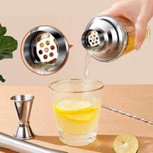 Shaker à cocktail, 400 ML en verre en acier inoxydable Shaker à cocktail Martini Shaker à agiter + Mixeur avec tamis Mixeur à cocktail, accessoires de bar - Voir 7