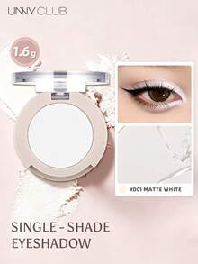 UNNY CLUB 1pc Matte Solid Color Eyeshadow, Fine Powder Easy To Blend, Skin-Friendly No Fallout, Long-Lasting Pigment, Multi-Purpose, Suitable For Beginners, Brand Makeup Cosmetic - D01 White - View 1