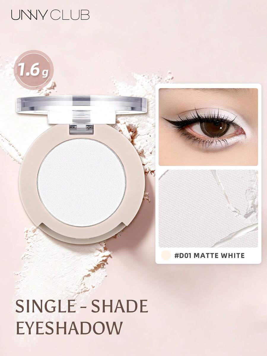 UNNY CLUB 1pc Matte Solid Color Eyeshadow, Fine Powder Easy To Blend, Skin-Friendly No Fallout, Long-Lasting Pigment, Multi-Purpose, Suitable For Beginners, Brand Makeup Cosmetic - D01 White - View 1