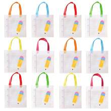 Random Color Back To School Gift Bags Teacher Gift Bags Bulk School Gift Bags With Handle Pencil Notebook Line Pattern Teacher Appreciation Gift End Of School Year Teacher Gift Bags Promotion Retirement Packaging Supplies Suitable For Graduation Season - View 8