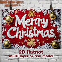 2D Flat 2D Flat 2D Flat Banner 1pc, 2D Flat, Country Christmas Holiday Background Decoration Photo Prop, Polyester Banner Decoration, Home Decor, Room - Rustic Christmas - View 17