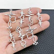 10/20pcs Silvery Heartbeat Link Connectors Mixed Heart Paw Print Infinity Alloy Connector Charms For DIY Bracelet Necklace Jewelry Making Findings - Silver - View 2