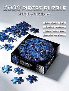 1000 PIECES Spider Element Puzzle Game, Large Family Gathering Educational Challenge Game, Puzzle Back Marked With English Letters For Assembly Guidance, Concentration Training, Hand-Eye Coordination Exercise, Smooth Edges, Durable Cardboard, Seamless Fit, No Burrs, Challenging Difficulty, Find And Enjoy Fun, Vibrant Colors, Fade-Resistant, Back To School Gift, Halloween Gift, Christmas Gift - Multicolor - View 3
