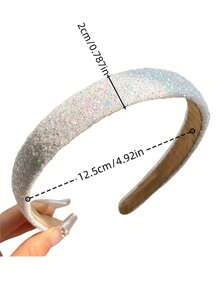1/3pcs Children's Sweet Super Shiny Sequin Headband, High Crown Wide Rim Hair Hoop, Makeup Face Washing Hair Clip New Head Accessory, Suitable For Daily, Casual, School Use - Multicolor - View 2