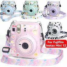 Bộ 3 món túi đựng máy ảnh mini 3 trong 1 cho 12 ảnh, vỏ bảo vệ máy ảnh trong suốt dạng pha lê + dây đeo + nhãn dán, chống rơi, chống bụi, chống va đập, túi máy ảnh dễ thương - Xem 3