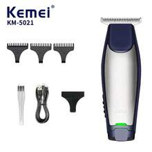 KEMEI KM-5021 Electric Hair Clipper, Stainless Steel T-Blade Sharp & Smooth Cutting, USB Rechargeable Portable & Compact, 3-In-1 Trimmer & Shaver, Suitable For Home & Travel - View 1