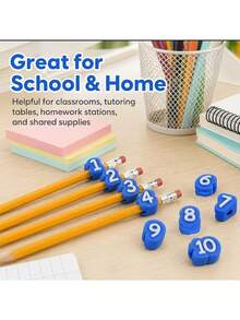 Digital Pencil Cap Set, Reusable Classroom Pencil Labels With Numbered Caps, Suitable For Teachers, School Supplies Organization, Pencil Tracking And Marking, Applicable For School, Office, Home Teaching Labeling System - Multicolor - View 4