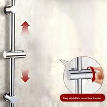 Drill‑Free Adjustable Shower Slide Bar Bracket, Wall‑Mounted Handheld Shower Head Holder, Bathroom Shower Riser Rail Replacement Accessory - Shower Rack - View 3