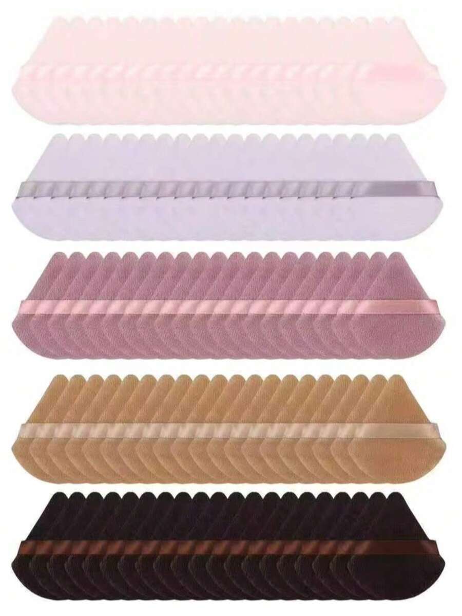 Triangular Velvet Makeup Puff 5/10/20/30/50/100pcs, Ultra Soft Velvet Material, Suitable For Contouring, Eye And Corner Application, Suitable For All Skin Types - Multicolor - View 1