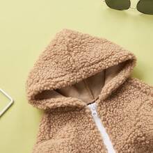 1pc Teddy Fleece Cute Pet Jacket Zipper Front Cat Dog Outdoor Coat Autumn Winter - Mocha Brown - View 3