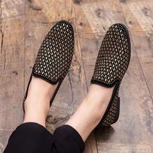 Men's Metal Rivet Pointed Toe Loafers, Comfortable Shoes Suitable For Party, Stage, Banquet, Nightclub, Date, Gathering, Travel, Street, Daily Occasions - Gold - View 6