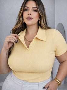 Plus Size Blouses - Light Yellow - View 1
