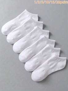 1/3/5/10/15/20 Pairs Unisex White Summer Thin Short Socks, Simple Casual Comfortable Breathable For Daily Home Travel Business - White - View 7