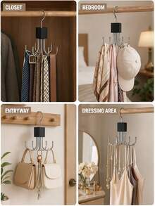 360° Rotating Vest Hook, Can Store 36 Bras, Scarves, Wallets, Closet Storage Organizer Rack, Space-Saving Wardrobe Hanging Rack, Clothing Accessories Bra Storage Solution, Home Storage - Multicolor - View 10