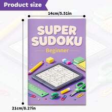 Super Sudoku Logic Puzzle Notebooks, Brain Training Number Game Activity For Focus And Concentration, Desk Supplies Theme, Beginner Intermediate Advanced Challenge Levels - Difficulty Level - View 2