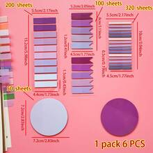 6pcs/Set Index Tabs Labels PET Semi-Transparent Purple Series Sticky Notes Marker Tabs Student Textbook Record Tabs Reading Notebook Message Tabs School Supplies Back To School Supplies Ultra-Thin Index Tabs - one-size - View 2