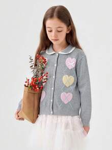Balabala Baby Girls Knit Cardigan Soft Cozy Sweater For Spring Autumn - Medium Gray - View 3