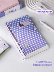 A6 Cute Plaid Transparent PVC Loose-Leaf Notebook, Detachable Pages Diary, 120 Pages Lined/Blank Paper, Large Capacity No Sharp Edge Design, Soft Touch, Suitable For Middle And High School Students' Planner Diary, Scrapbook - Multicolor - View 22