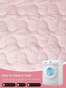 HONEYMOON 1pc Wavy Stitch Quilted Comforter, Polyester Fabric, Solid Color, Soft & Breathable, Wrinkle-Resistant, Down Alternative Bedding, T Q K Size, Suitable For Home And Dorm, Light Pink - Baby Pink - View 8