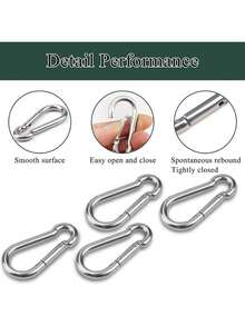 Multi-Pack Compression Spring Clips, Connecting Rings, Carabiner-Style Safety Clips, Anti-Fall Sunshade Net Hooks, Hanging Hooks Accessories, Laundry Hooks, Storage Hooks, Keychains (Non-Professional Safety Clips) - Multicolor - View 4