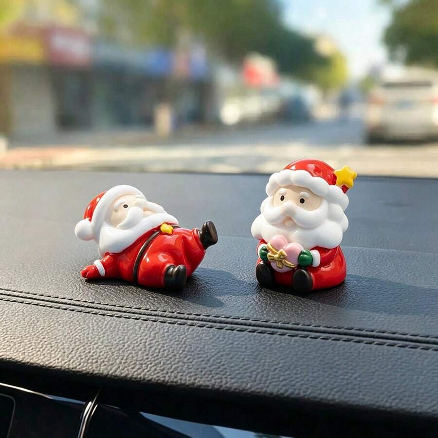 1pc Creative Cute Santa Claus Car Dashboard Desktop Ornament DIY Car Interior Office Desk Computer Screen Decoration Accessory Christmas Decor - Santa Claus - View 1