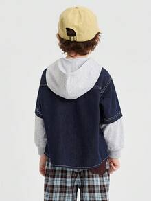 Balabala 2 In 1 Long‑Sleeve Shirt Stylish Autumn Top For Boys & Girls - Denim Dark Blue - View 3