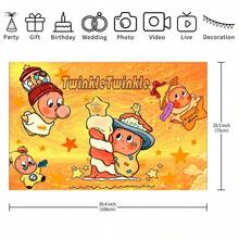 WPETLE Cute Elf Happy Birthday Backdrop, Twinkle Star Orange Texture Photo Background For Kids Birthday Party Decor - Multicolor - View 7