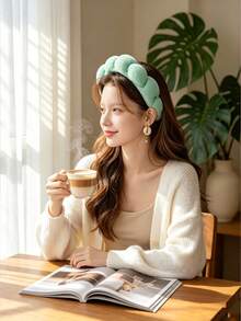 Bestselling Cloud Twist Headband, Made Of Soft Towel Fleece Fabric, Built-In Thickened Sponge For High Crown Effect, Flattering Face Shape And Slimming Look. 3D Cloud Twist Design, Non-Slip And Secure Fit, Comfortable For Long Wear Without Tightness. Perfect For Washing Face, Removing Makeup, Applying Face Masks To Keep Loose Hair Away, Also Suitable For Daily Outfit Decoration, Practical Hair Accessory For Home And Outings. - Multicolor - View 2